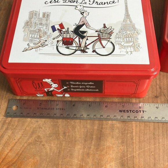 Set of 2 Paris France graphic themed French Biscuit metal Tins - Picture 10 of 13